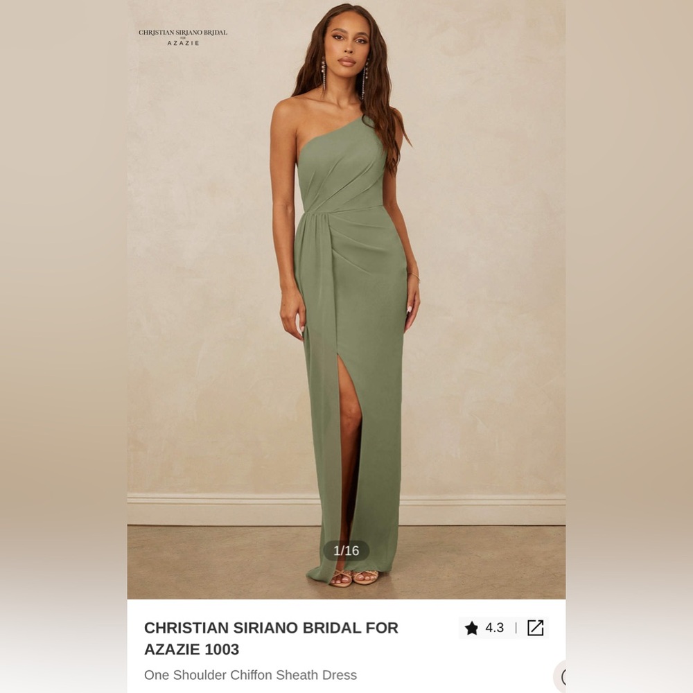 CHRISTIAN SIRIANO BRIDAL FOR
AZAZIE 1003 - One shoulder Chiffon Sheath